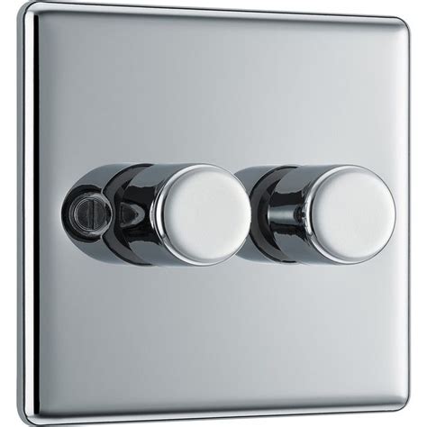 Asta Approved Bg Polished Dimmer Switch 2 Gang 400w In Chrome Electrical Supplies Dimmer