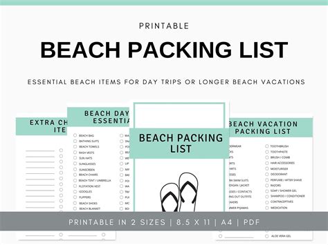 Beach Packing List Printable Beach Vacation Packing List Instant ...