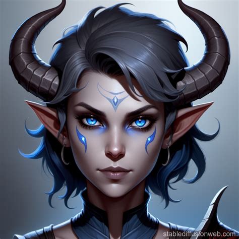 Tiefling Warlock With Blue Eyes And Dark Hair Stable Diffusion Online