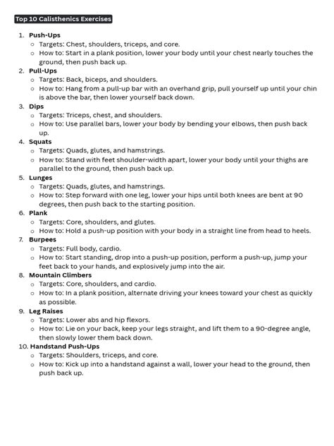 Top 10 Calisthenics Manual