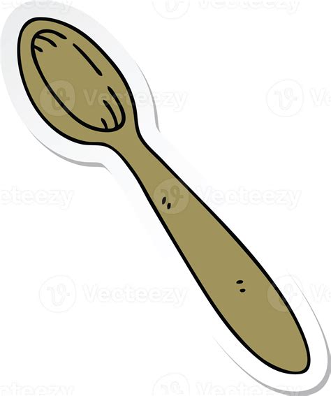 Sticker Of A Quirky Hand Drawn Cartoon Wooden Spoon 40701436 PNG