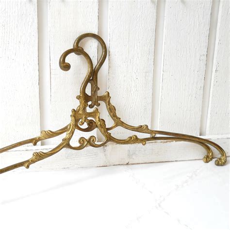 2 Antique Brass Clothes Hangers Vintage Coat Hanger Antique