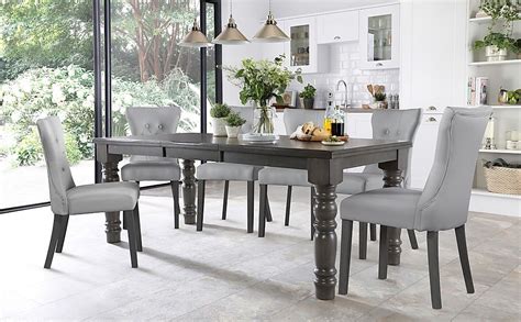 Hampshire Extending Dining Table And 8 Bewley Chairs Grey Solid Hardwood Light Grey Classic Faux