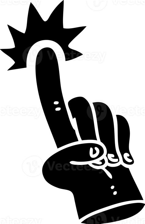 Pointing Finger Line Drawing Quirky Cartoon Of A Solid Black Icon