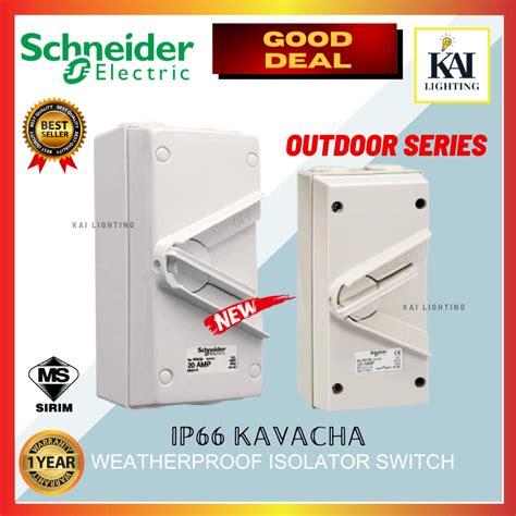 SIRIM Schneider Kavacha Weatherproof IP66 Isolator Switch White 20A