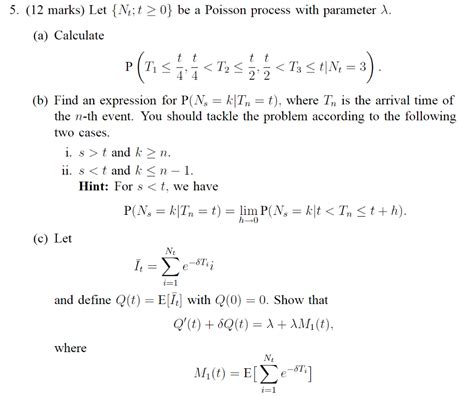 5 12 Marks Let Nt T0 Be A Poisson Process With Chegg