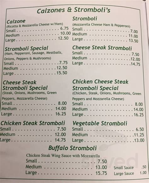 Original Italian Pizza Menu In Berwick Pennsylvania Usa