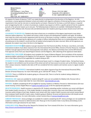 Fillable Online Mssm LEAVE OF ABSENCE REQUEST FORM Return Form To