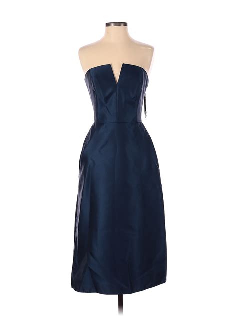 Alfred Sung 100 Polyester Solid Navy Blue Cocktail Dress Size 2 64