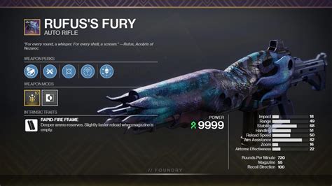 Rufus S Fury PVP God Roll Deltia S Gaming