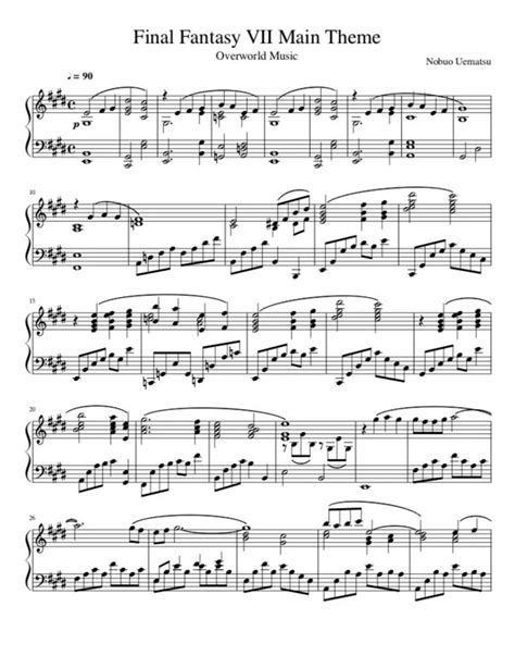 Nobuo Uematsu Final Fantasy Vii Main Theme Sheet Music Downloads