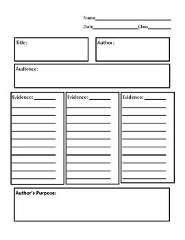 Author S Purpose Graphic Organizer By Sarah Rochon Tpt