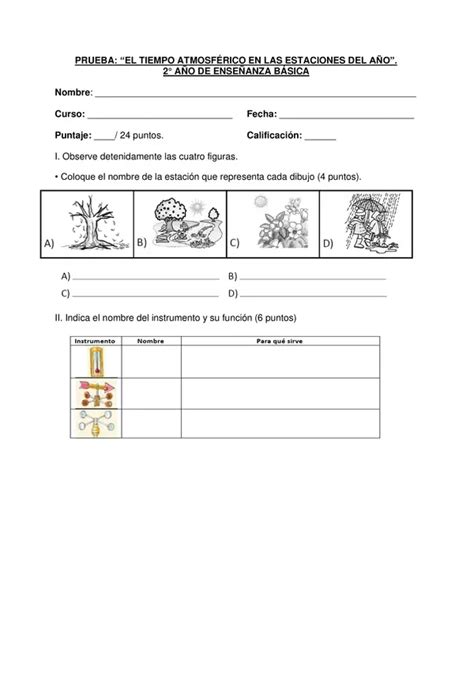 Prueba El Tiempo Atmosf Rico En Las Estaciones Del A O Ciencias