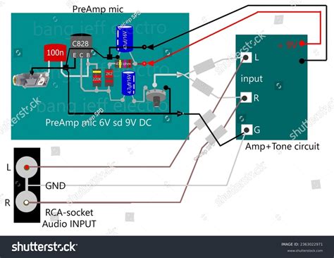 Audio Mic Mixer Wiring Diagram Circuit Stock Illustration 2363022971