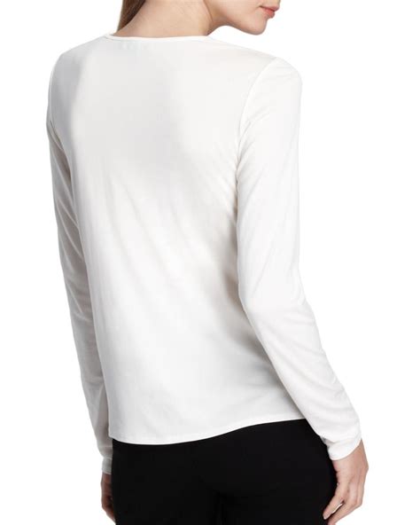 Lyst Eileen Fisher Womens Long Sleeve Stretch Silk Jersey Crew Neck