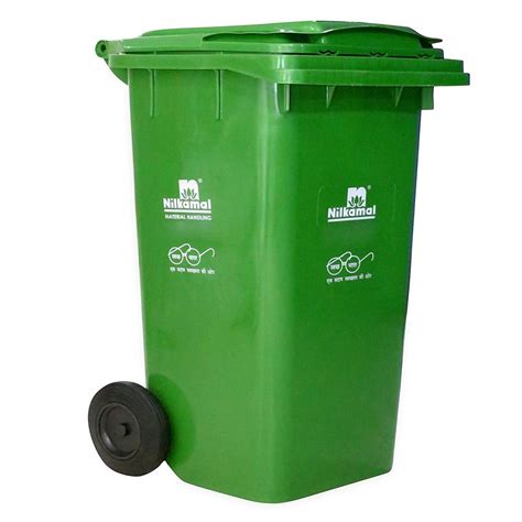 Plastic Nilkamal L Wheel Garbage Dustbin Green For Industrial At