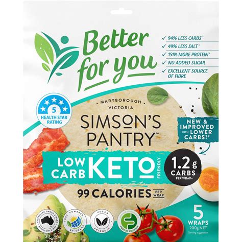 Simson S Pantry Low Carb Keto Friendly Wraps 5 Pack Woolworths