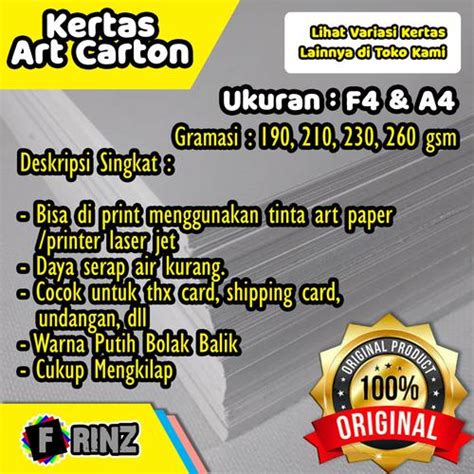 jual karton art carton karton art paper   cartoon