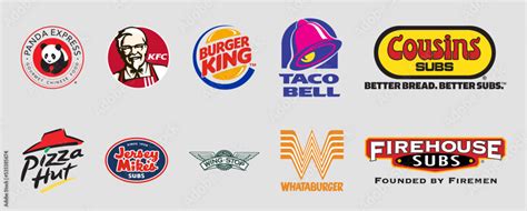 Popular Fast Food Restaurants Logos Set Baskin Robbins Burger King