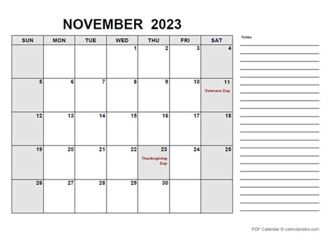 Free Printable November Calendar Pdf Free Printable Templates