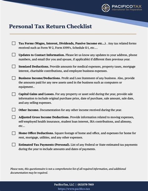 Checklists — Pacificotax