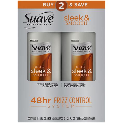 Suave Professionals Ultra Sleek And Smooth Shampoo And Conditioner With Silk Protein And Vitamin