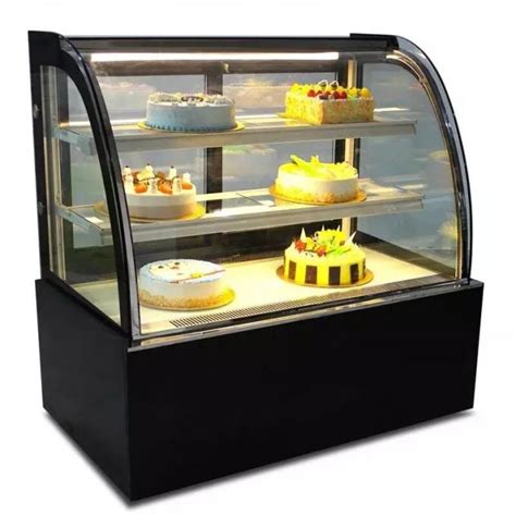 Wholesale Single Curved Glass Cake Refrigerated Showcase Counter Top Chiller Case Cake Display