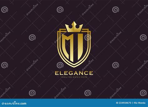 Initial Mi Elegant Luxury Monogram Logo Or Badge Template With Scrolls