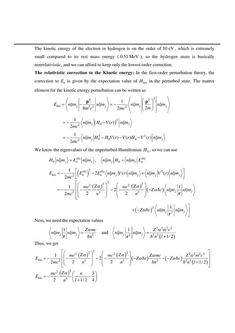 SOLUTION: Fine structure of hydrogen atom with solved exmaples - Studypool