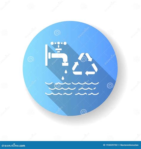 Reducing Water Use Blue Flat Design Long Shadow Glyph Icon Stock Vector