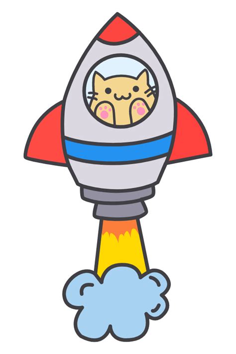 Cute Cat in the Rocket Sticker - Sticker Mania