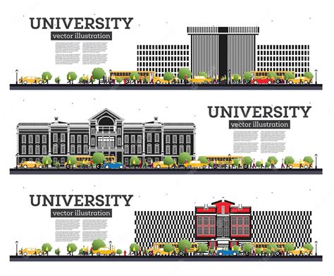 Premium Vector | University Campus Set. Study Banners Isolated on White. Vector Illustration ...