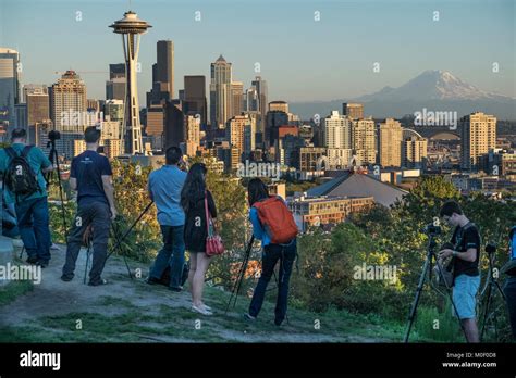 United States Washington Seattle View From Kerry Park Space Needle