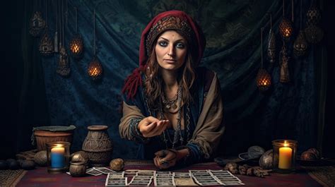 Premium Ai Image A Beautiful Tarot Reader Or Fortune Teller Reading