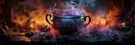 Witchs Cauldron Bubbling With Mysterious Potions Halloween Stock Illustration Illustration Of