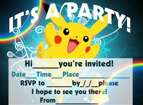 Pokemon Birthday Invitation Template