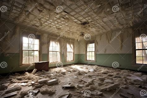 Buckled Ceiling Tiles Caused By Water Intrusion Stock Image Image Of