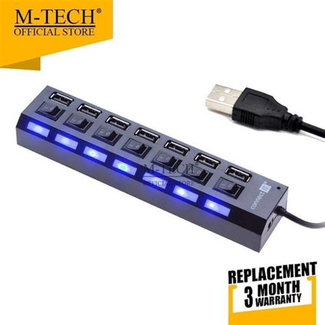 Jual USB 2 0 HUB 7 Port Saklar Switch On Off LED Hitam Jakarta