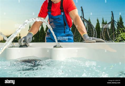 Spa Technician Performing Hot Tub Necessary Checks Right After