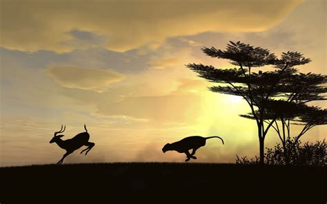Lion Attacking Gazelle