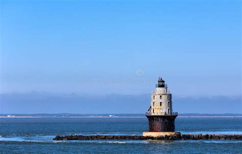 Haven Van Toevluchtsoord Lichte Vuurtoren In De Baai Van Delaware Bij