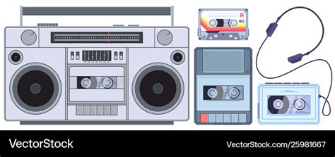 Retro Tape Player Vintage Cassette Music Players Vector Image