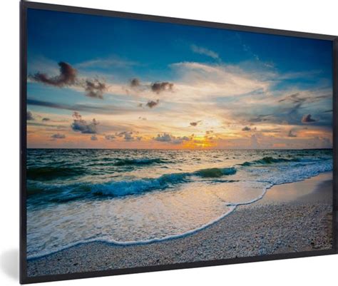 Fotolijst Incl Poster Strand Zee Zonsondergang 30x20 Cm