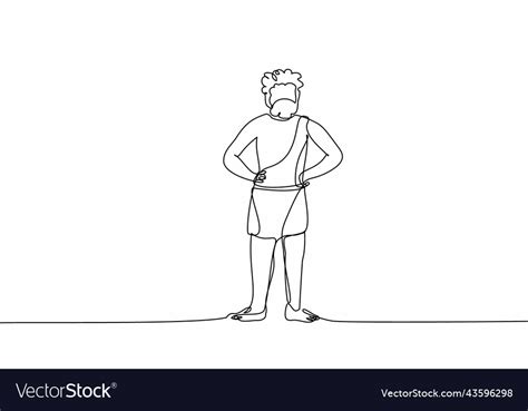 Single Continuous Line Drawing Prehistoric Man Vector Image