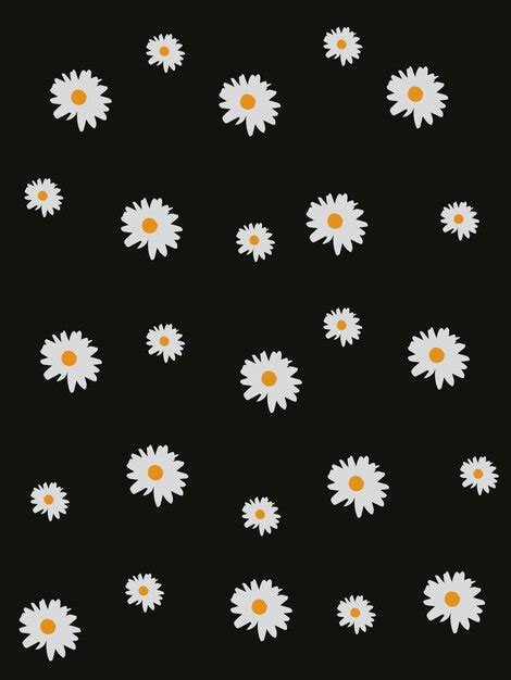 Premium Vector Daisies On A Black Background