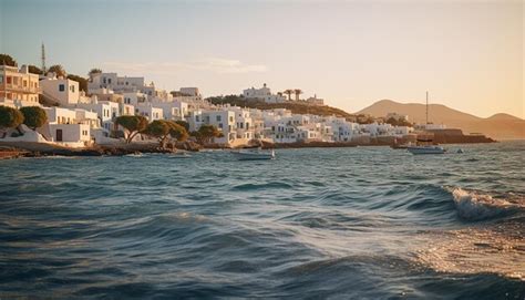 Premium AI Image | Sunset in mykonos