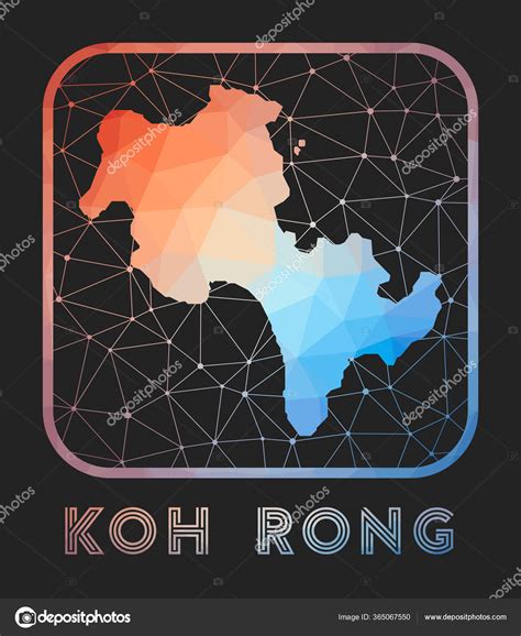 Koh Rong Map Design Vector Low Poly Map Of The Island Koh Rong Icon In Geometric Style La Isla