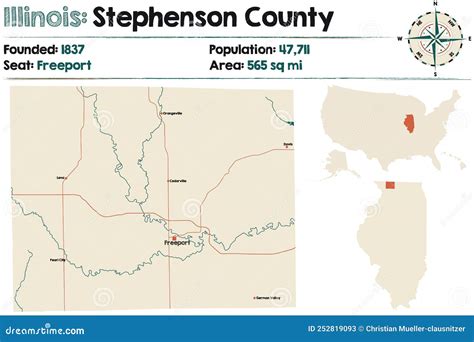 Mapa Do Condado De Stephenson Em Illinois Ilustração do Vetor