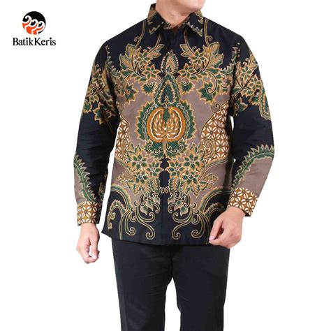 Jual Batik Keris Kemeja Reguler Fit Lengan Panjang Kawung Puri Sekar