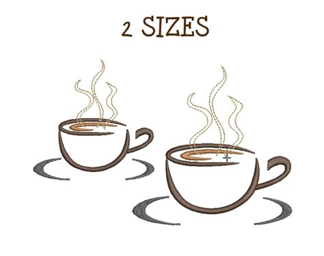 Coffee Cup Embroidery Design Coffee Machine Embroidery Design Etsy